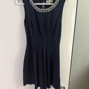 Monteau Midnight Blue Dress with Crystal Accents